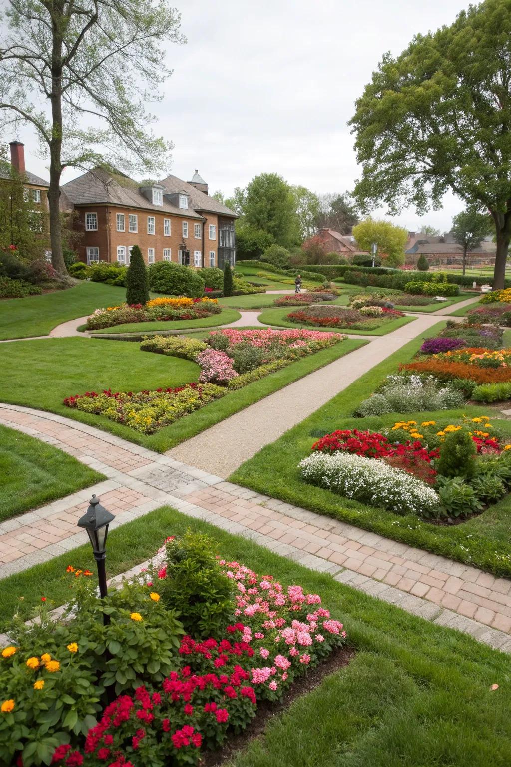 Diagonal layout enhancing the sense of space in a townhouse garden.