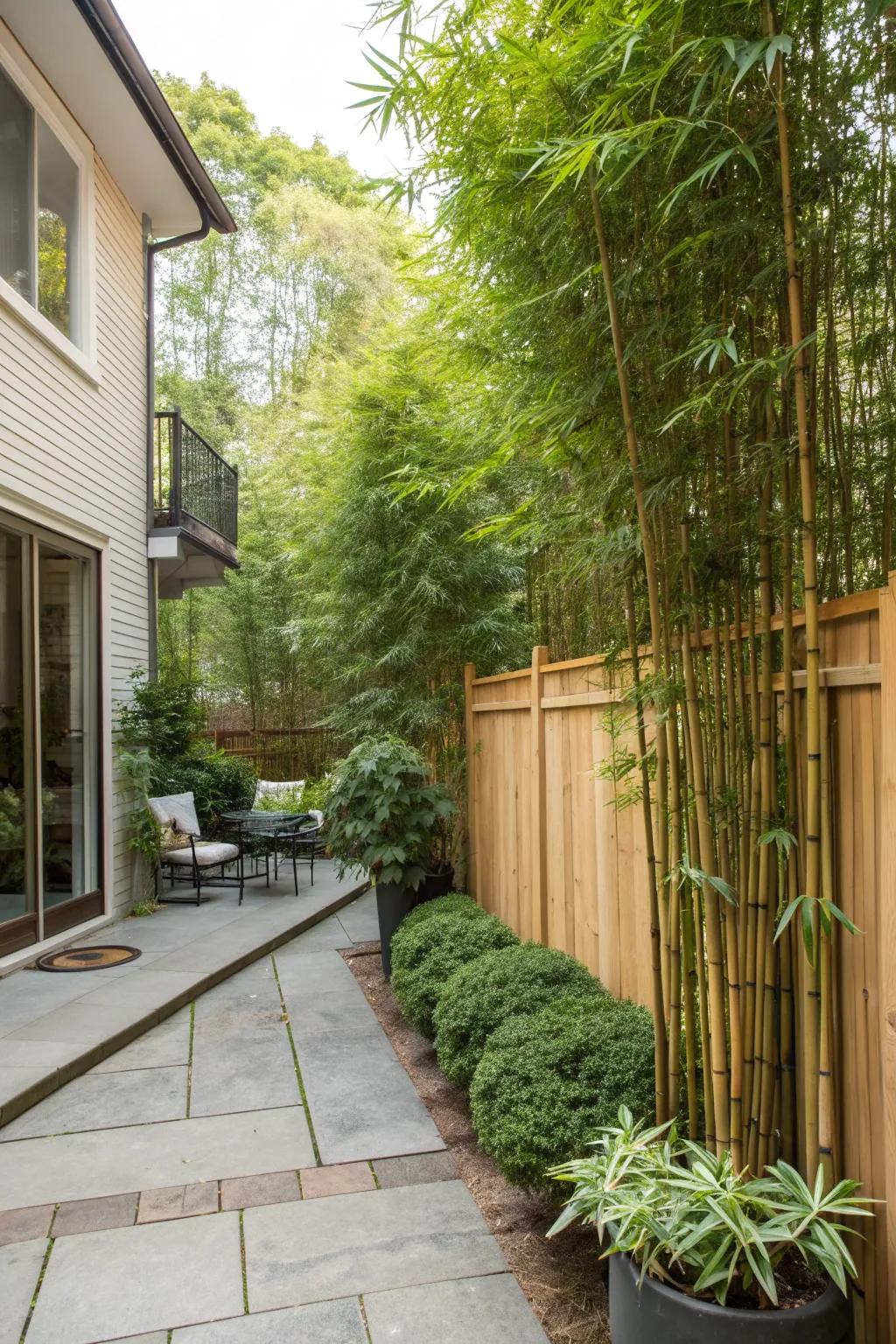 Living bamboo fences offer privacy with a tropical twist.