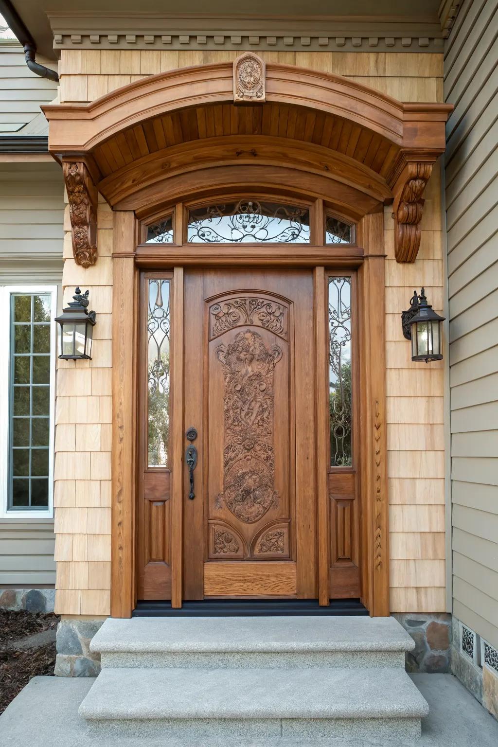 Customized craftsmanship for a truly unique wooden door.