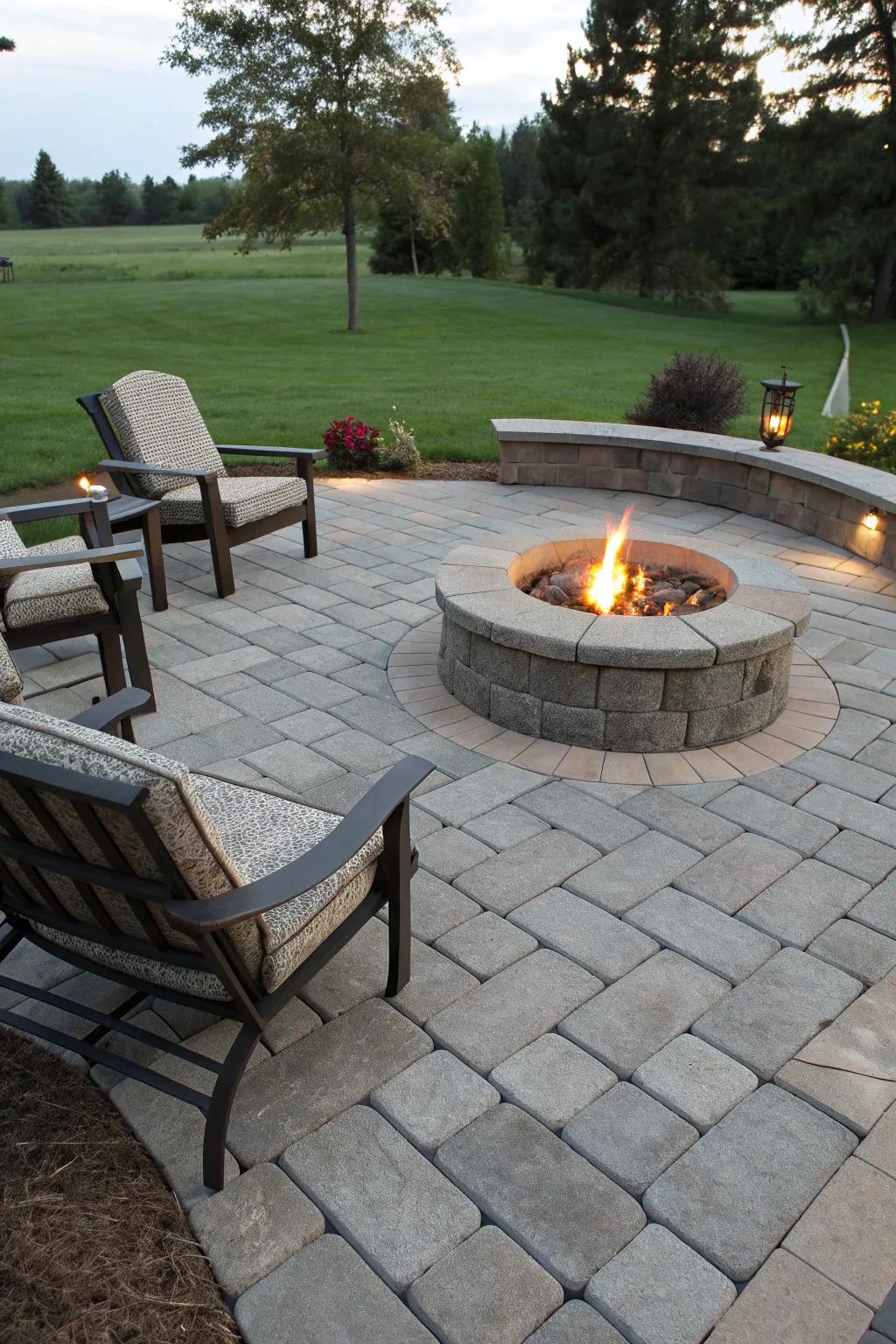 Central fire pit creating a welcoming gathering spot.