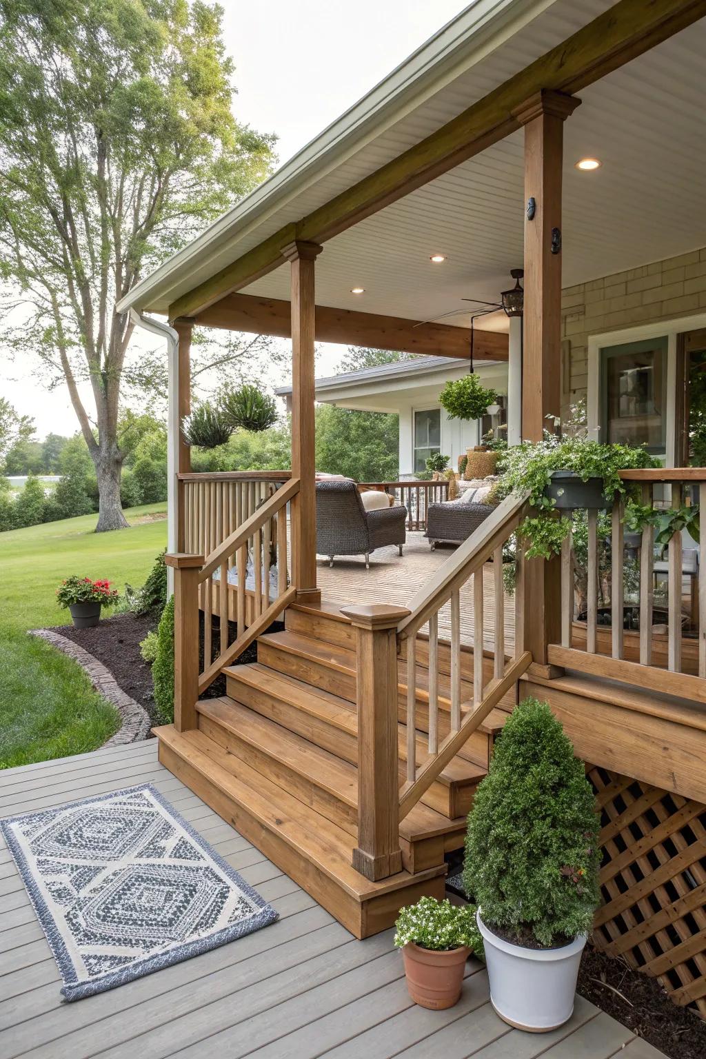 Steps and railings add character and safety to your porch.