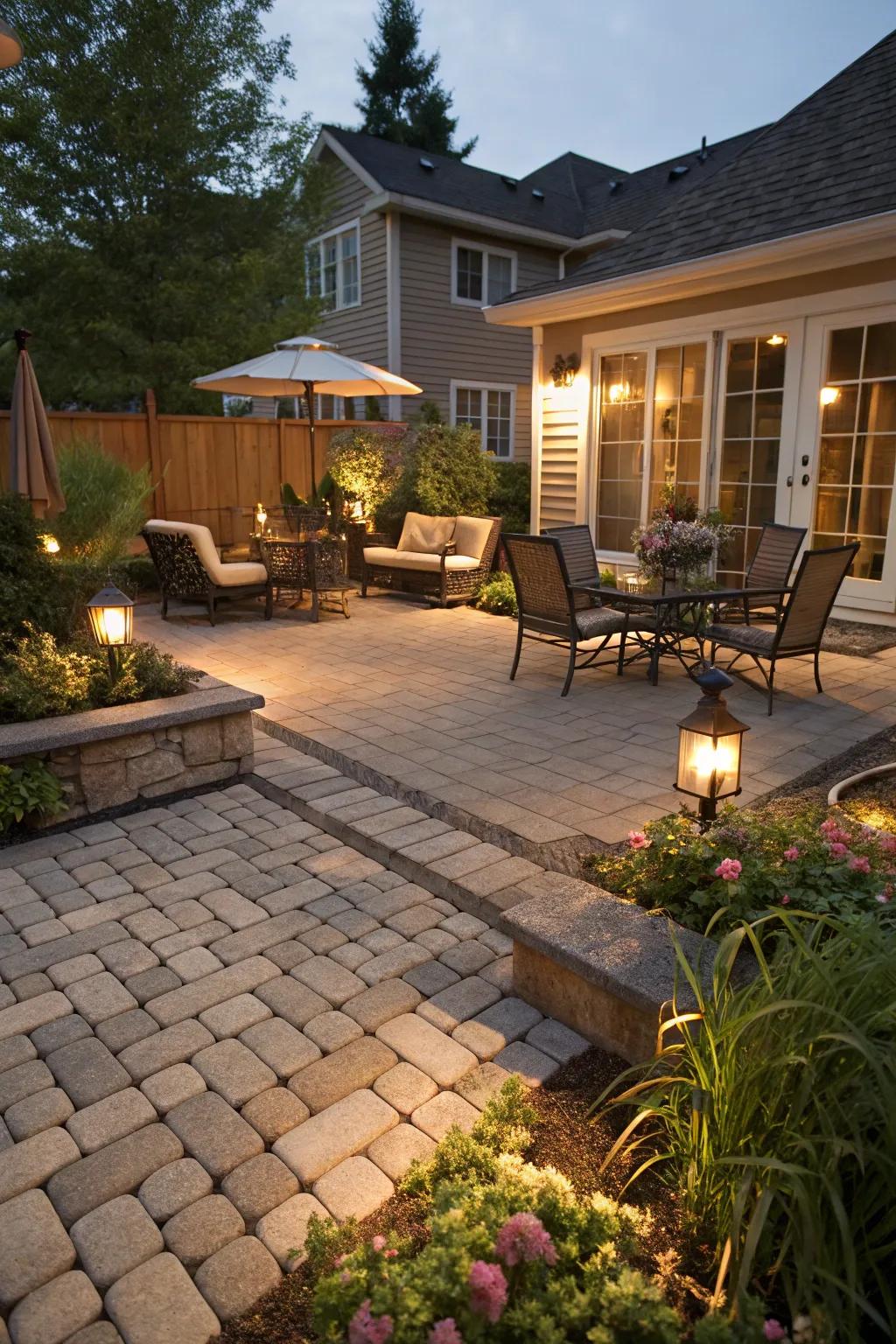 Create cozy seating zones on your patio with 16x16 pavers.
