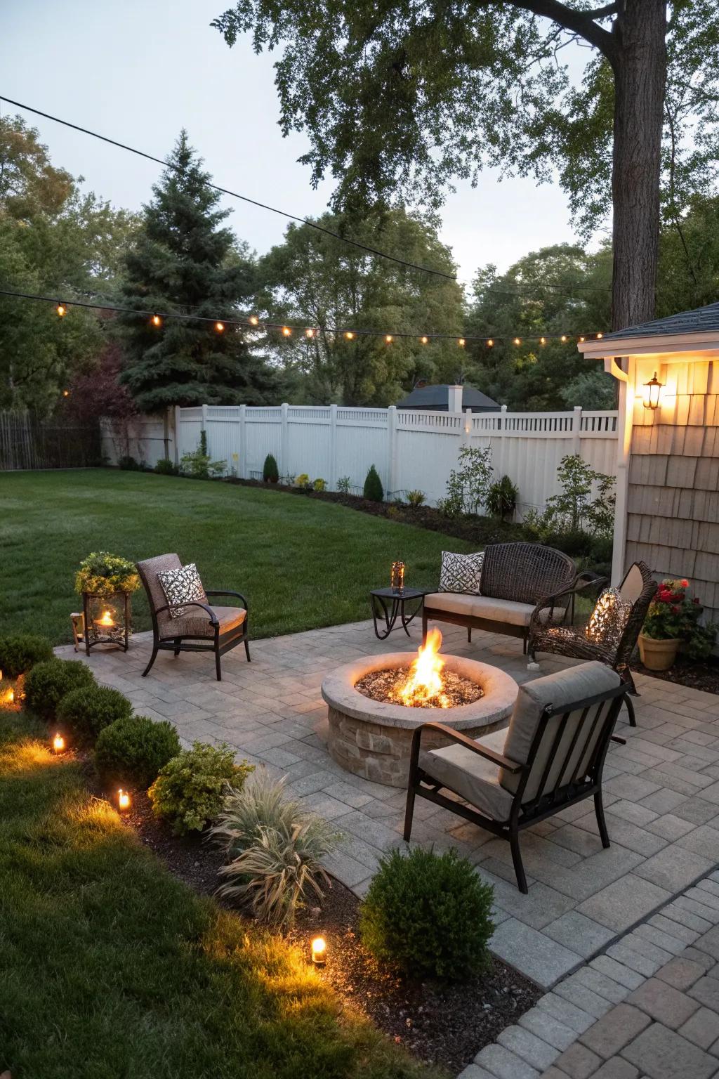 A fire pit brings warmth and a focal point to your patio.