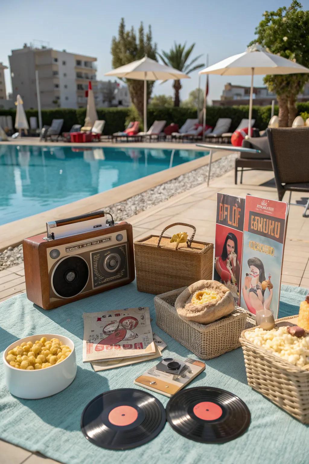 Step back in time with a retro-themed pool party.