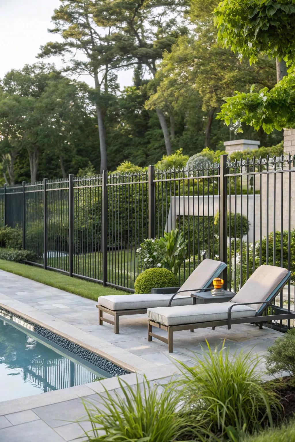 Secure and stylish: aluminum fencing for your poolside.