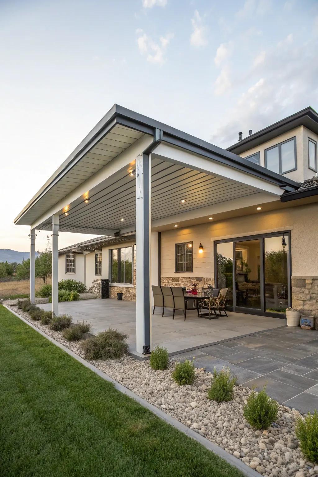 Seamlessly extend your home with an integrated aluminum patio cover.