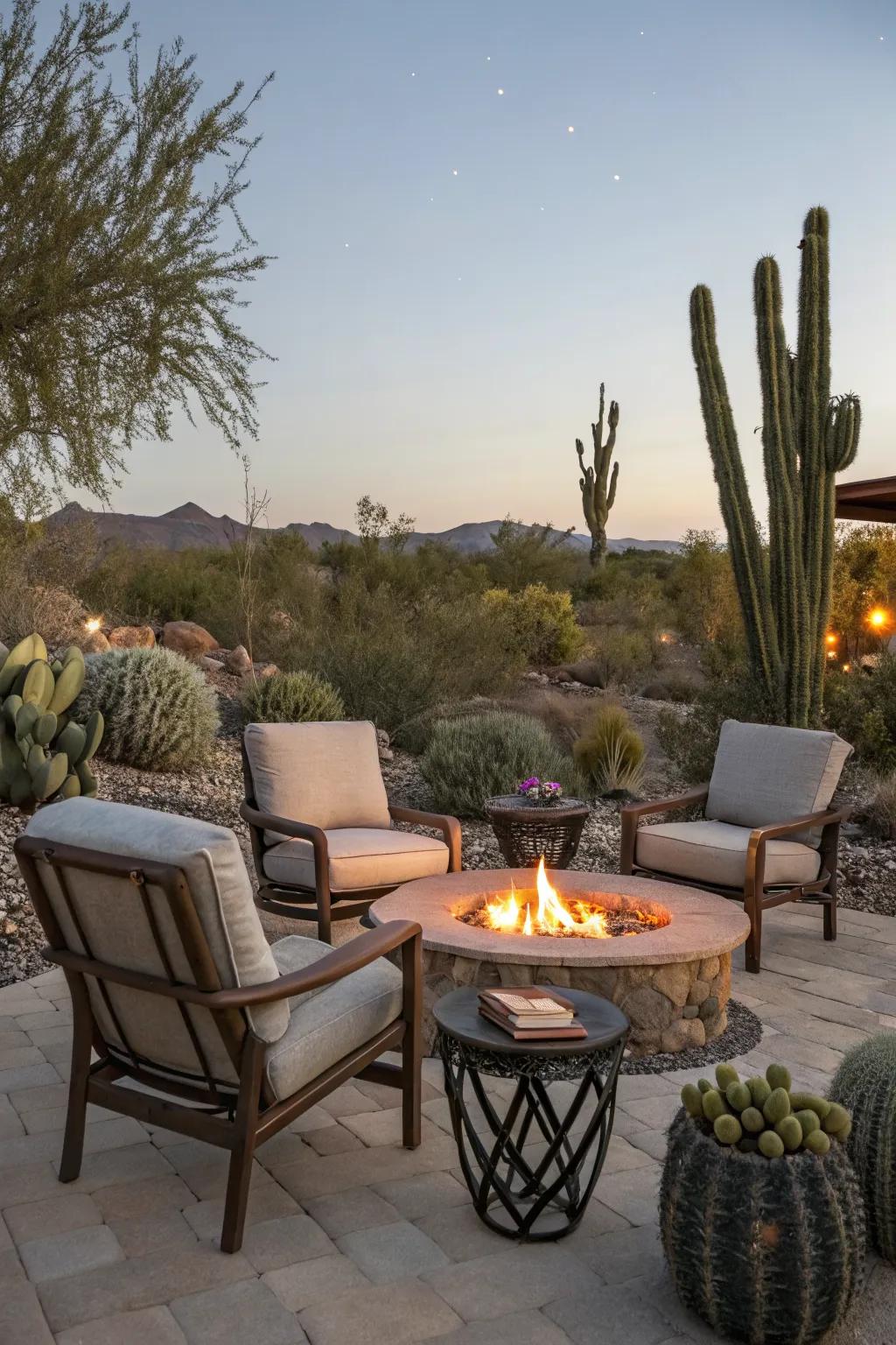 Enjoy desert nights in a comfortable outdoor living area.