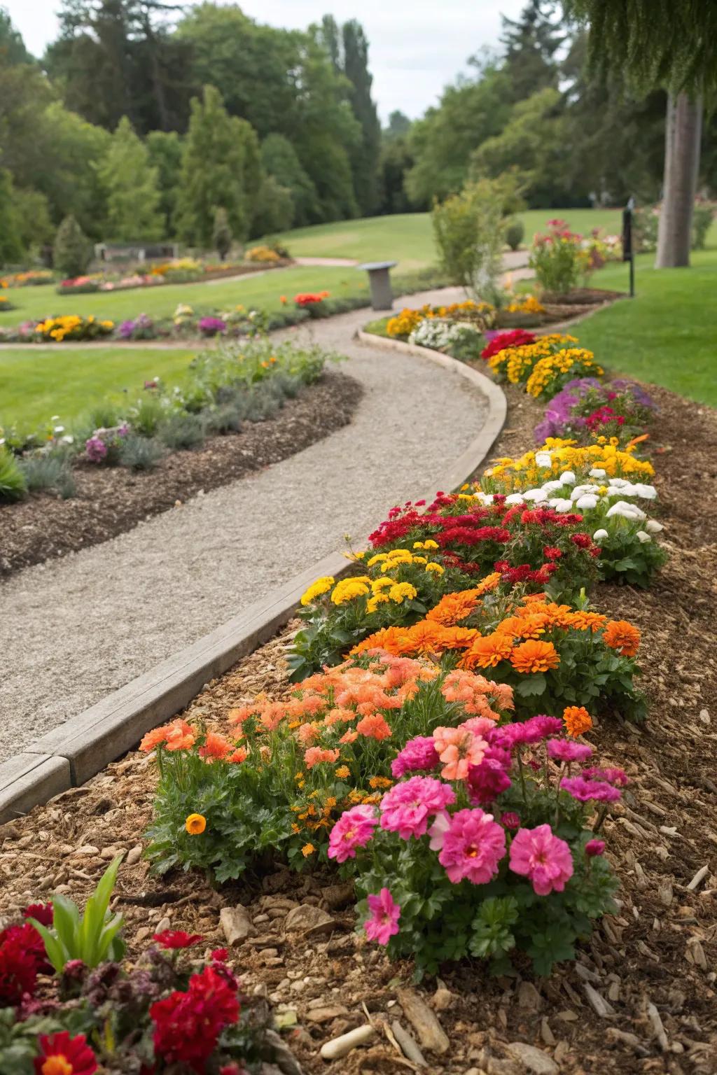 Synthetic wood chips offer a natural look with low maintenance and lasting appeal.