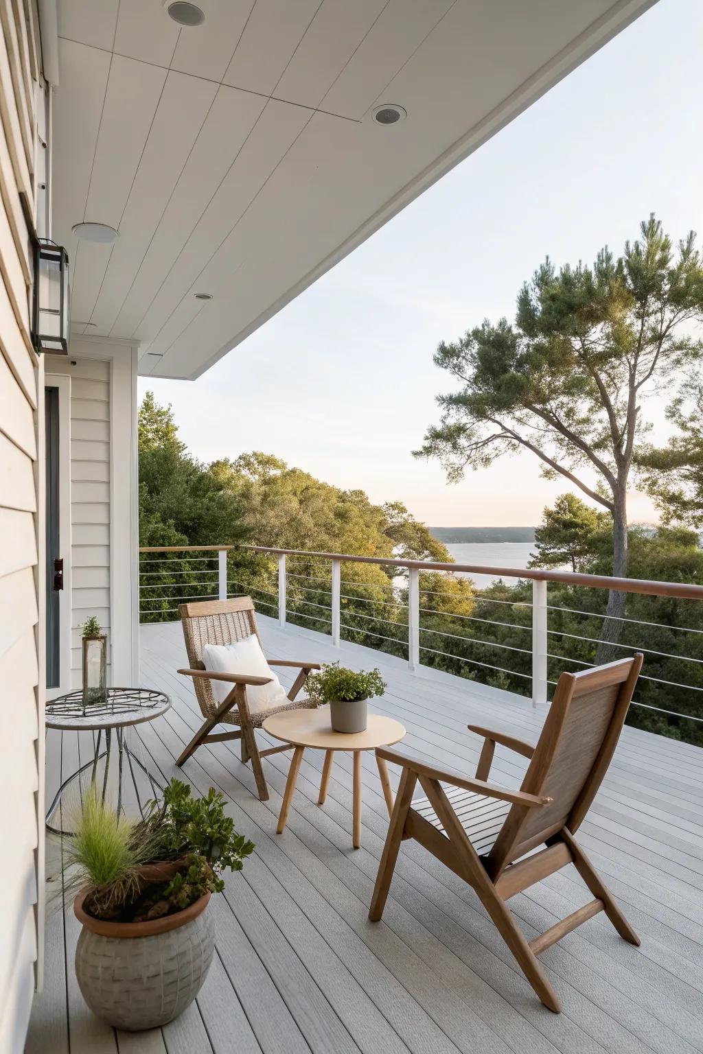Minimalist seating keeps your deck open and inviting.