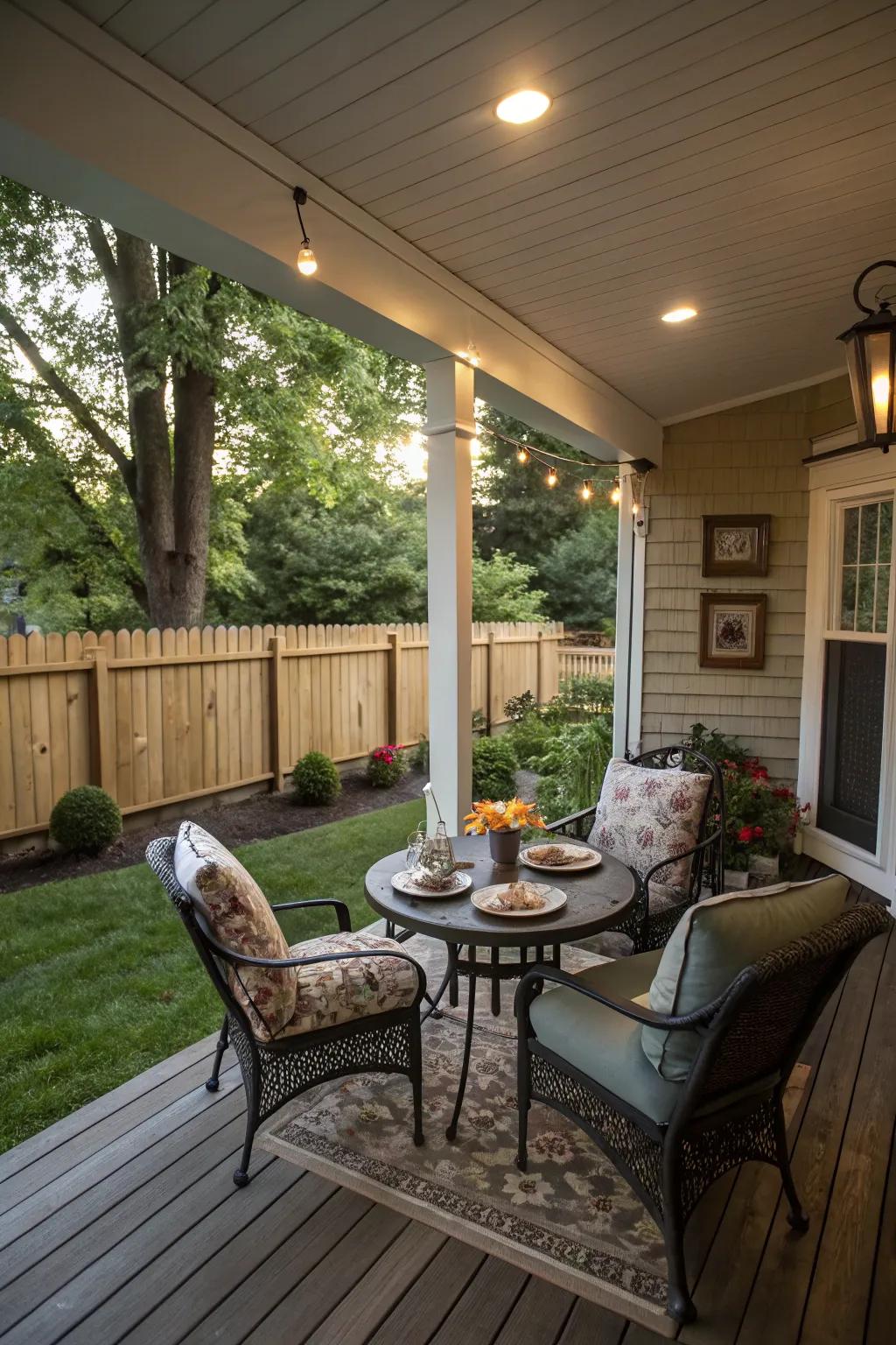 Create a welcoming ambiance with a relaxing seating area.