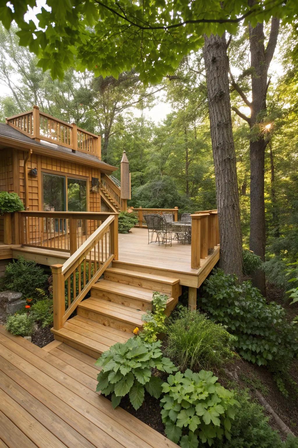 Embrace natural wood tones for a warm and cohesive look.
