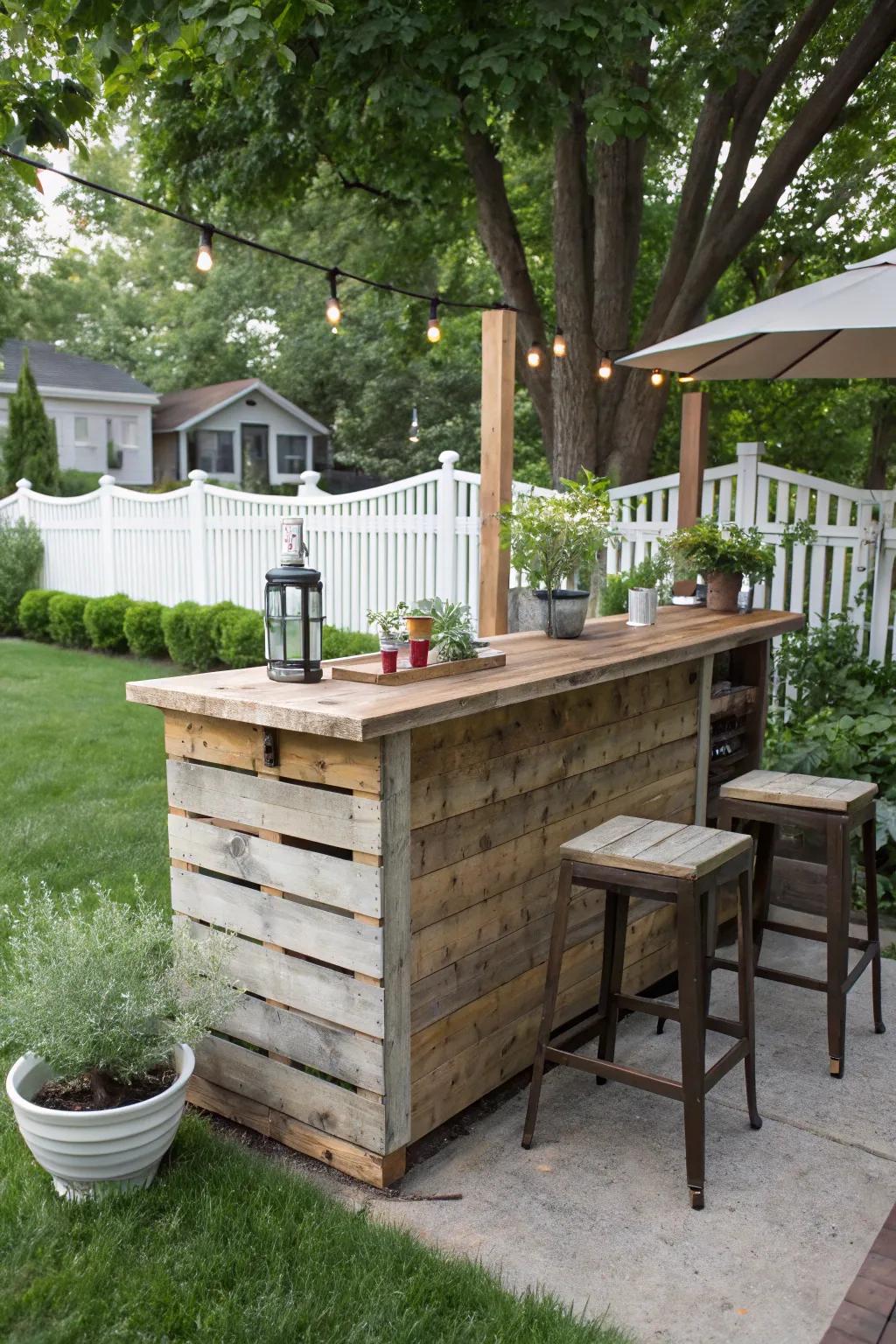 A DIY bar adds a personal touch to your beer garden.