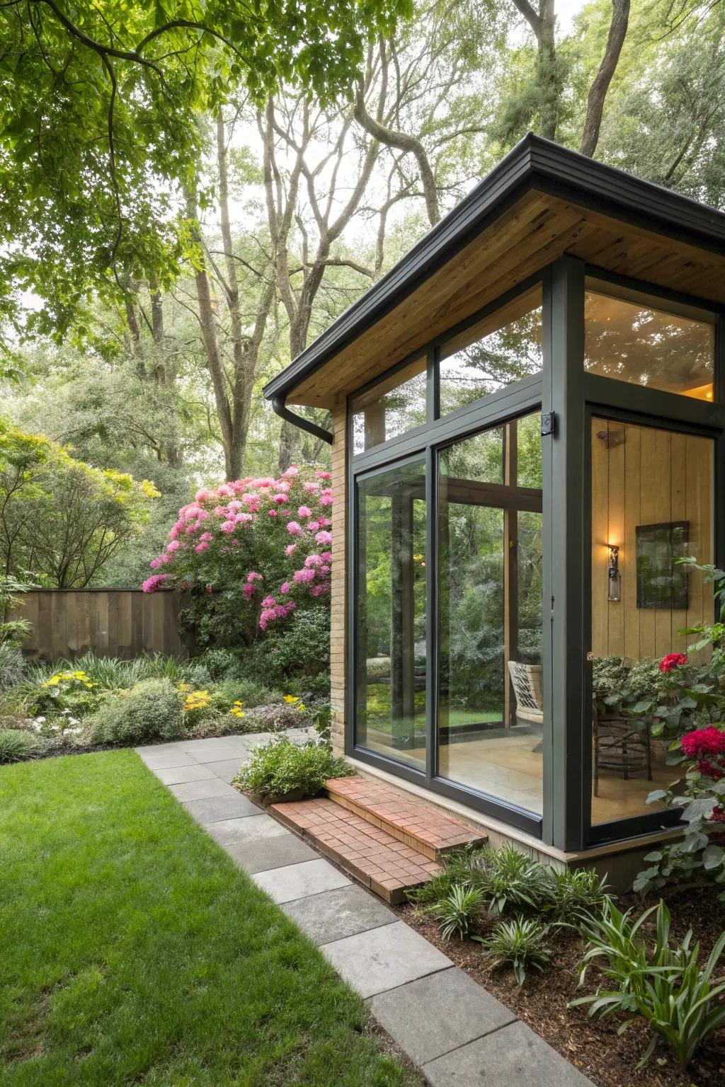 A glasshouse casita that invites the outdoors in.
