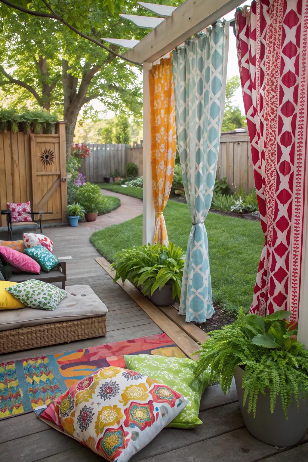 Patterned curtains add a splash of color and personality.
