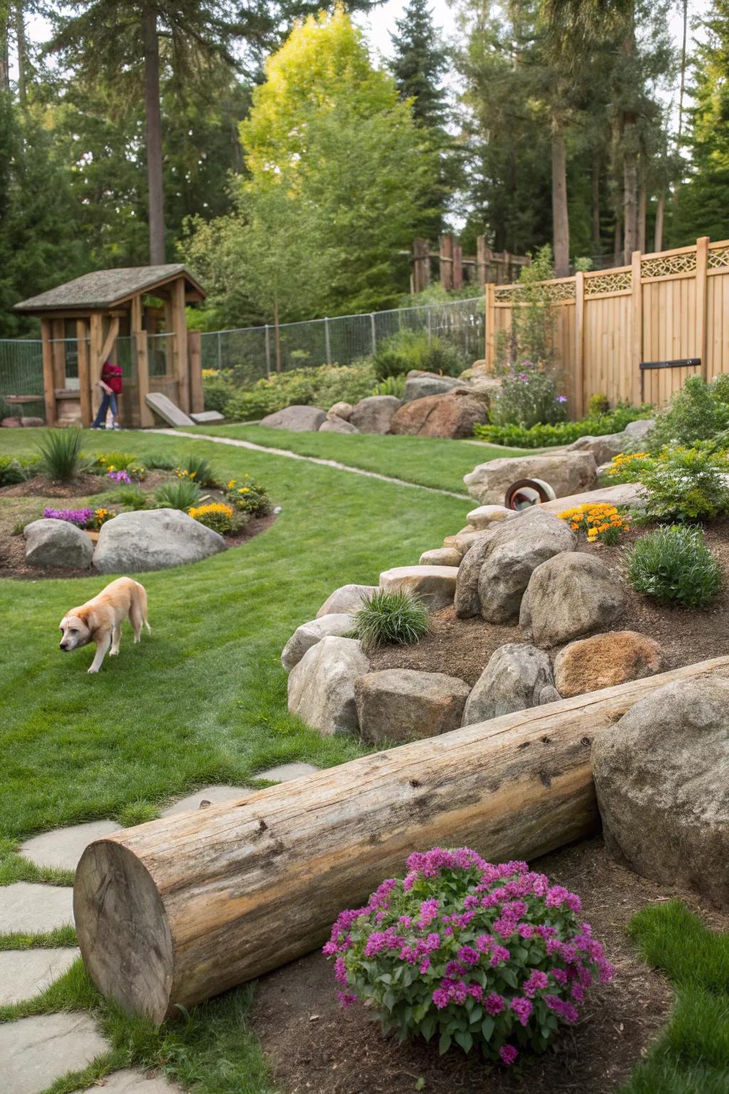 Bring nature into your backyard with a natural dog playground.
