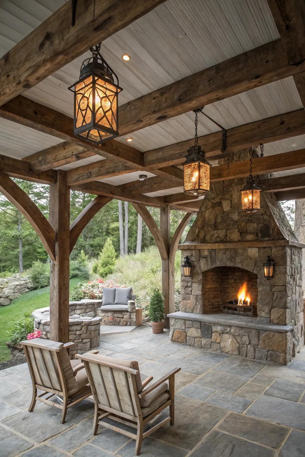 Bring a rustic touch to your enclosed patio.