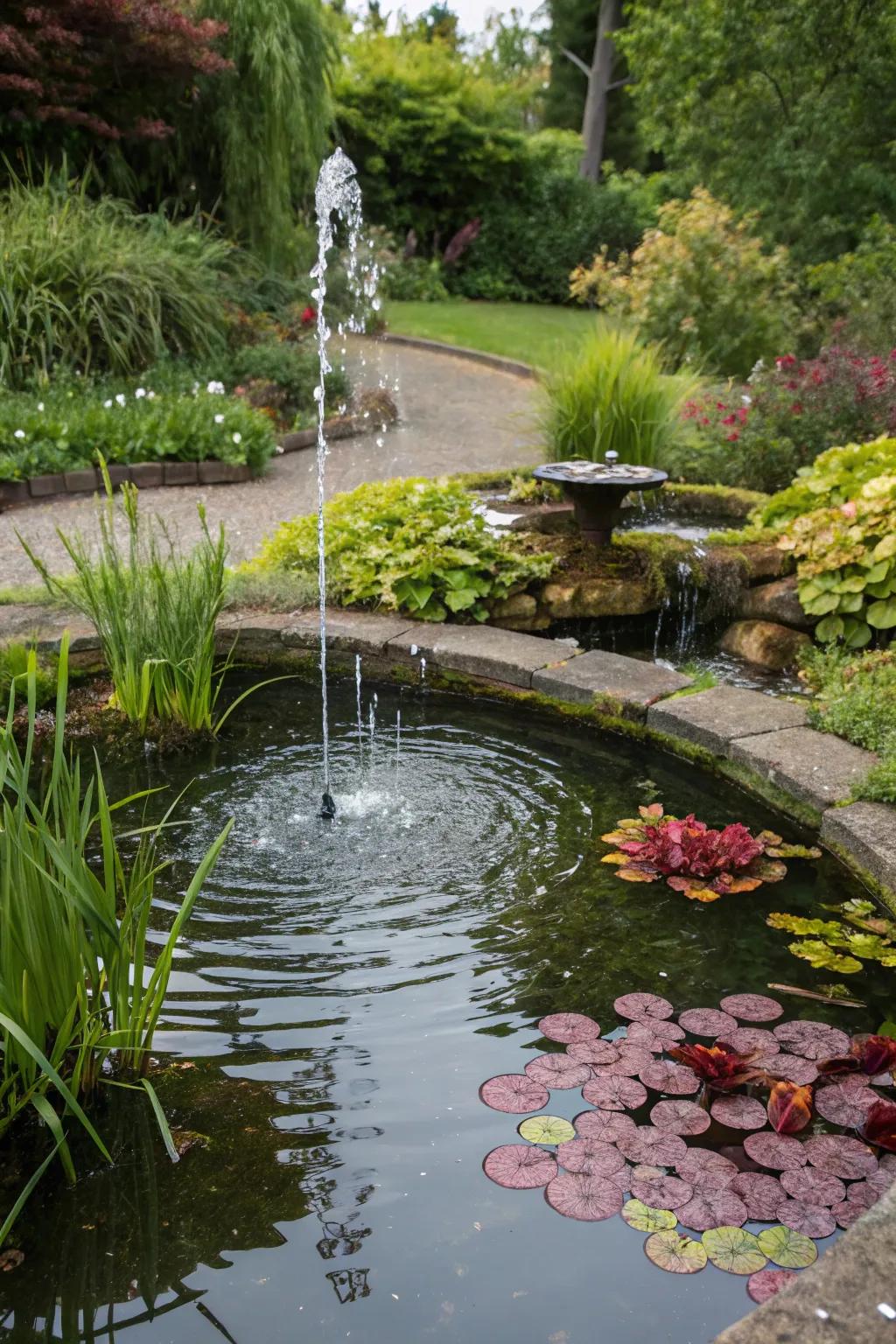 A calming water feature can transform your backyard into a serene retreat.