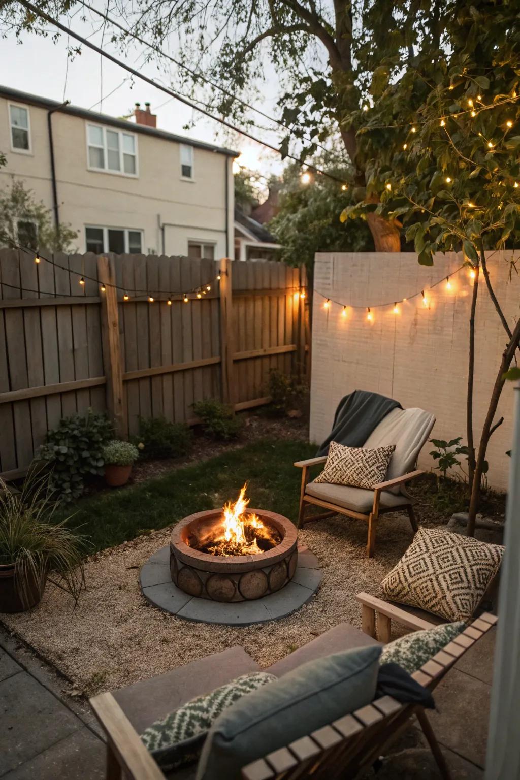 A portable fire pit makes cozy gathering possible in any size yard.