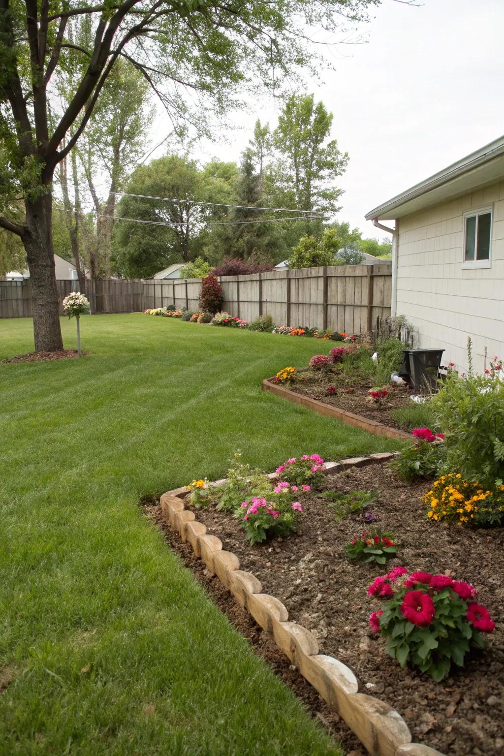 Mulched borders give your lawn a polished and defined look.