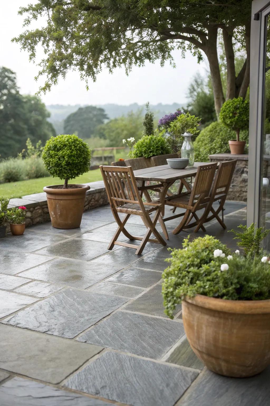 Add elegance to your backyard with a natural stone patio.