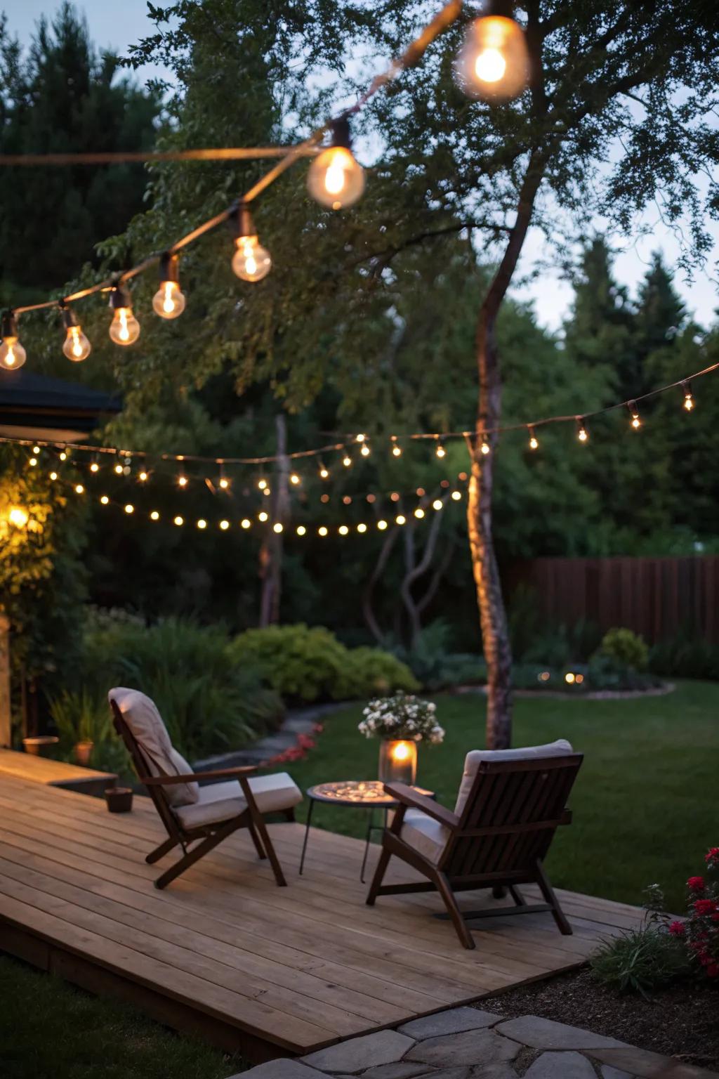 String lights create a magical ambiance in any backyard.