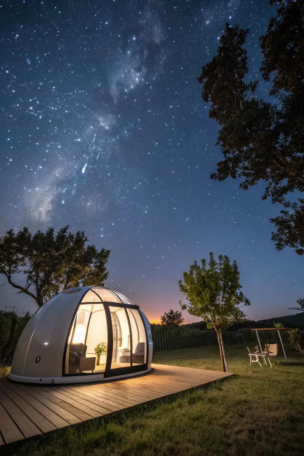 Portable stargazing pods offer flexibility and style for sky enthusiasts.