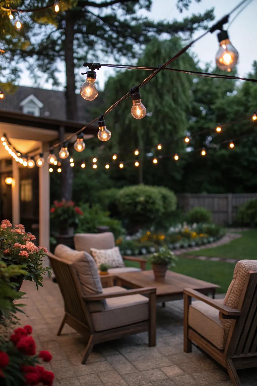 String lights add a magical touch to any outdoor setting.