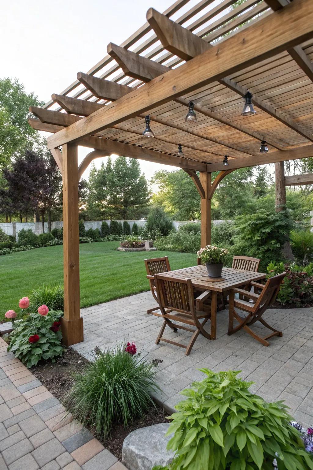 A pergola adds elegance and shade to your outdoor patio.