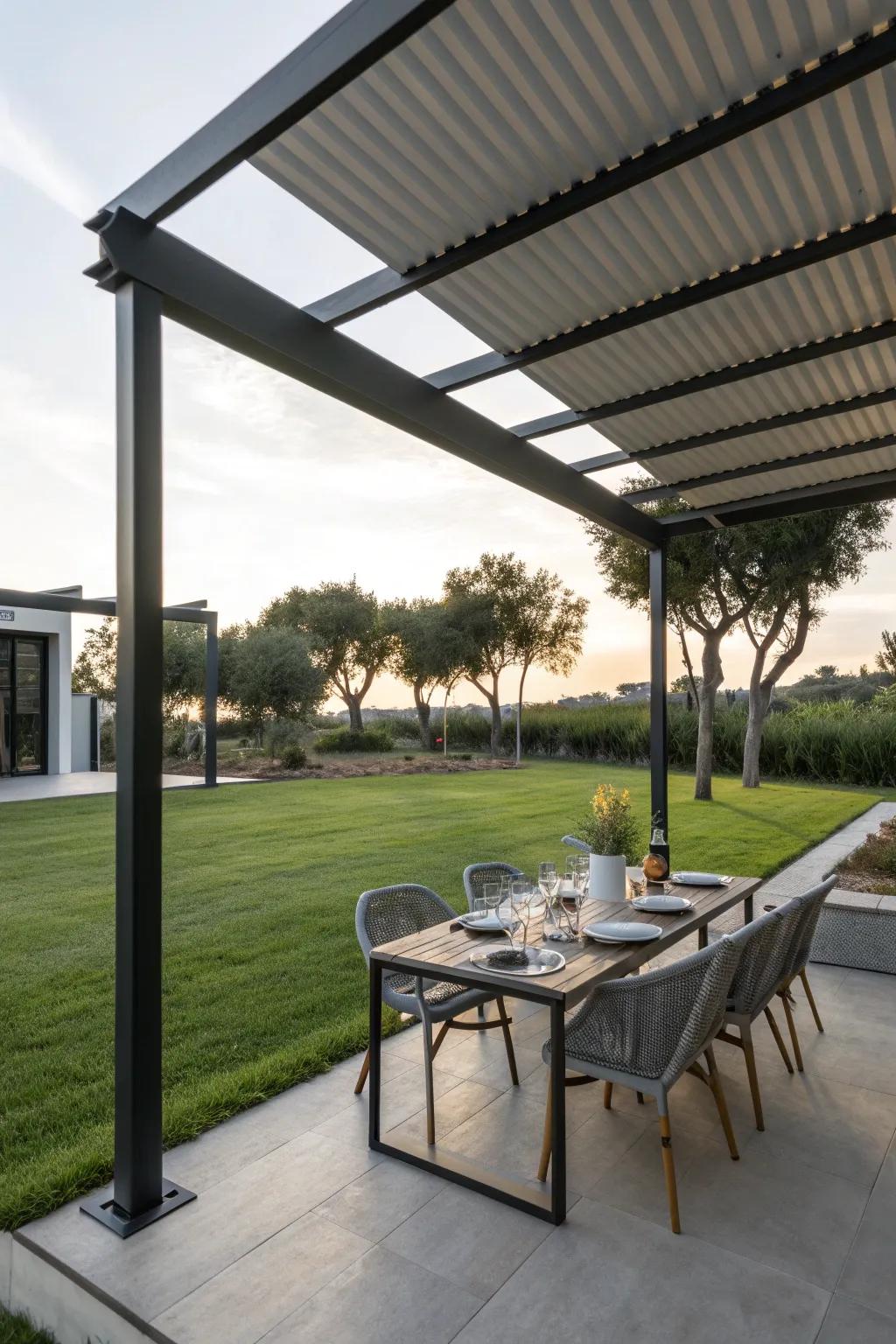 Bring contemporary elegance to your backyard with a chic modern canopy.