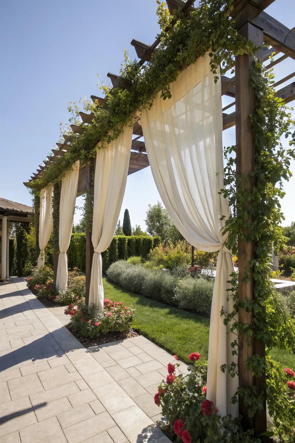 Outdoor curtains offer both privacy and a breezy aesthetic.