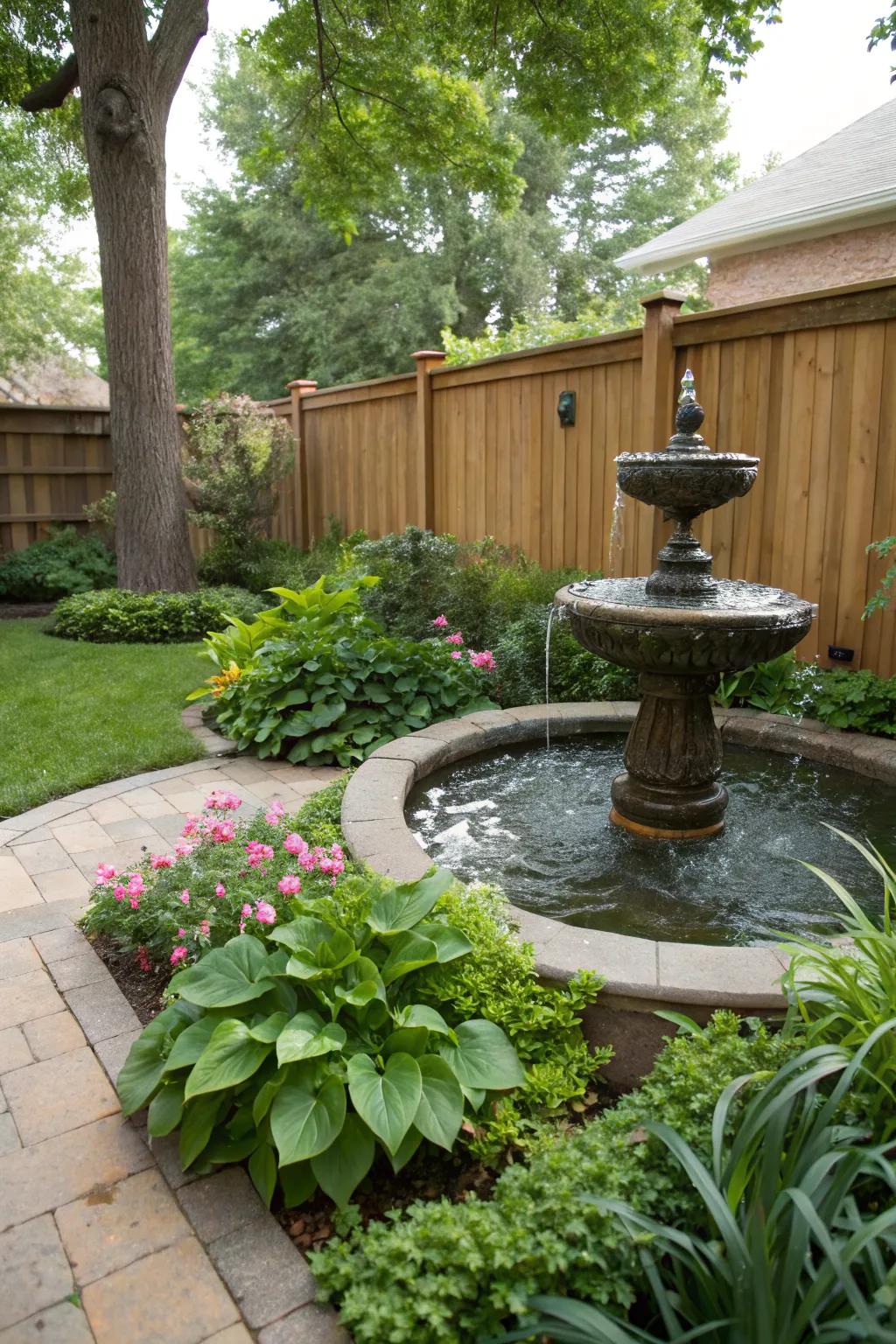 A serene water feature enhances the tranquility of your space.