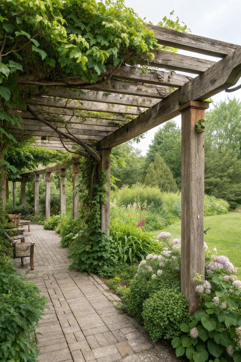 Enjoy the shade and beauty of a vine-covered pergola.