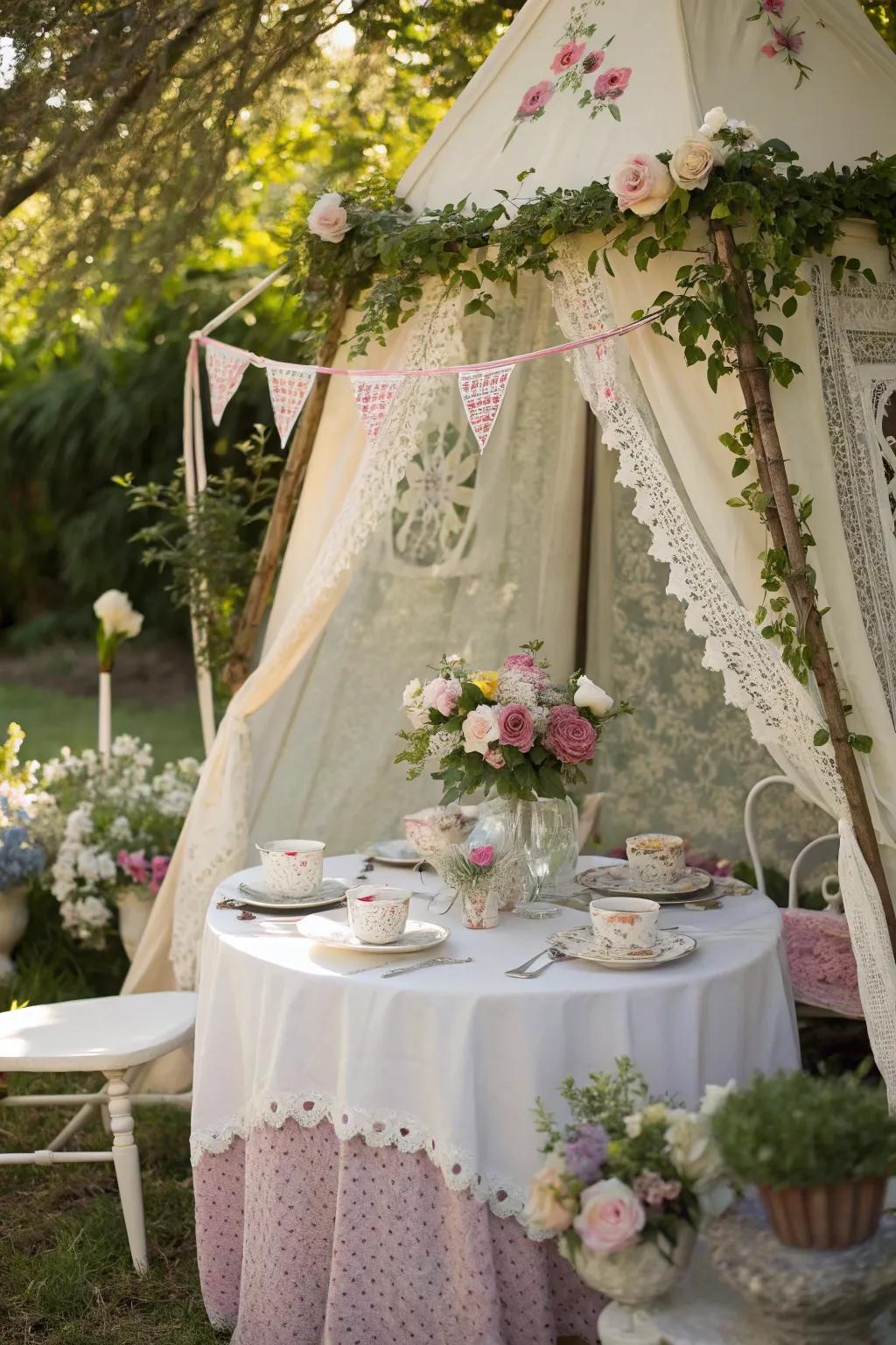 Sip tea in style with a chic garden party setup.