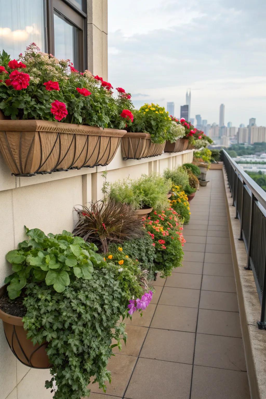 Wall-mounted planters turn a plain wall into a living canvas.