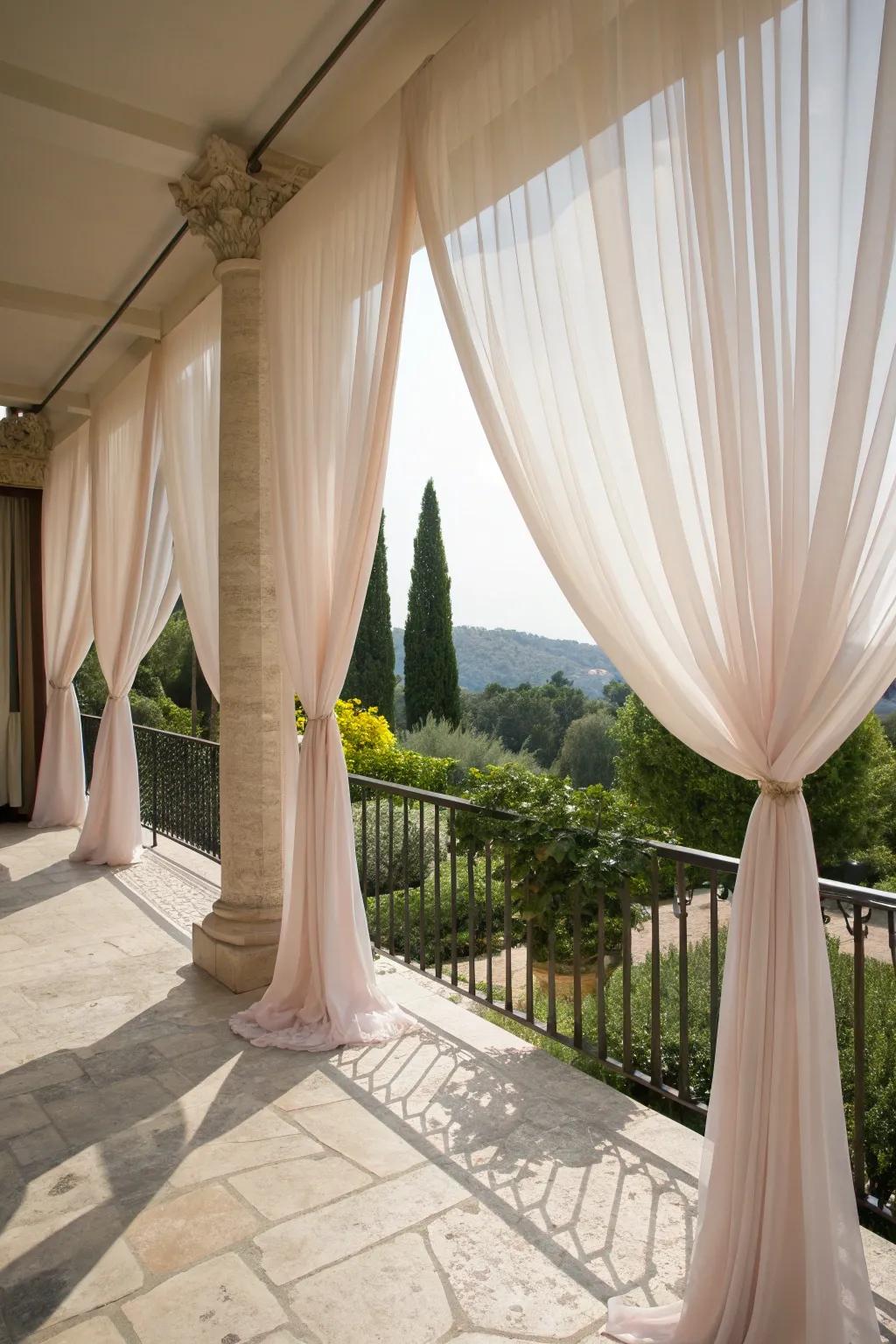 Outdoor curtains add softness and privacy to your balcony.