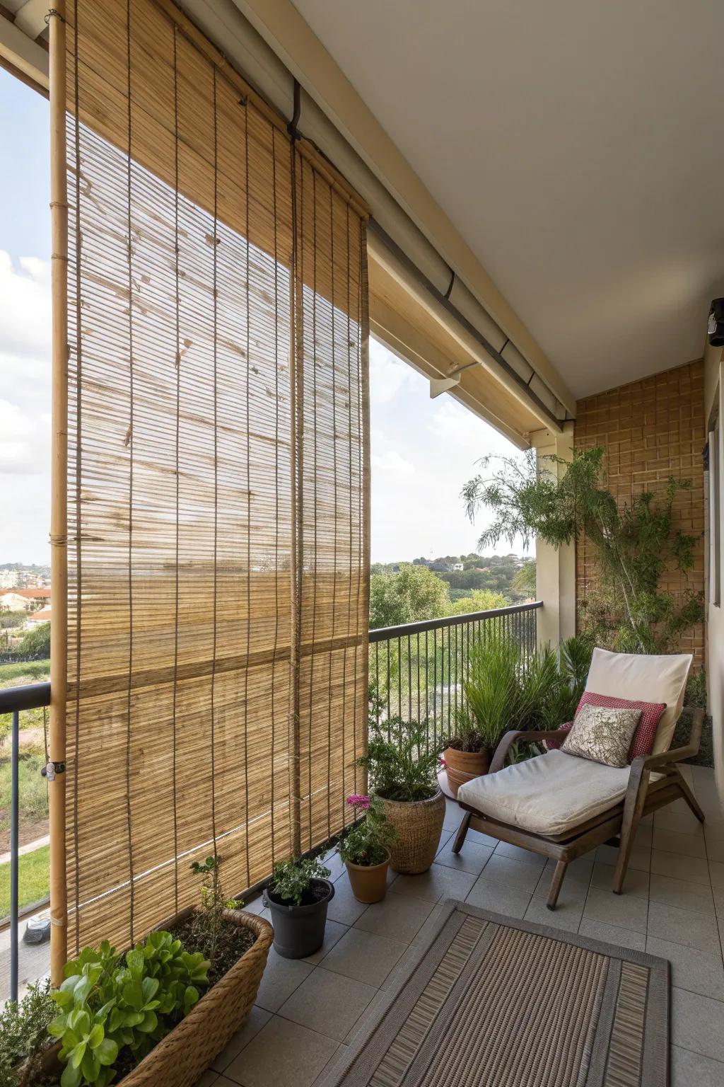 Bamboo screens offer sustainable privacy with a tropical flair.