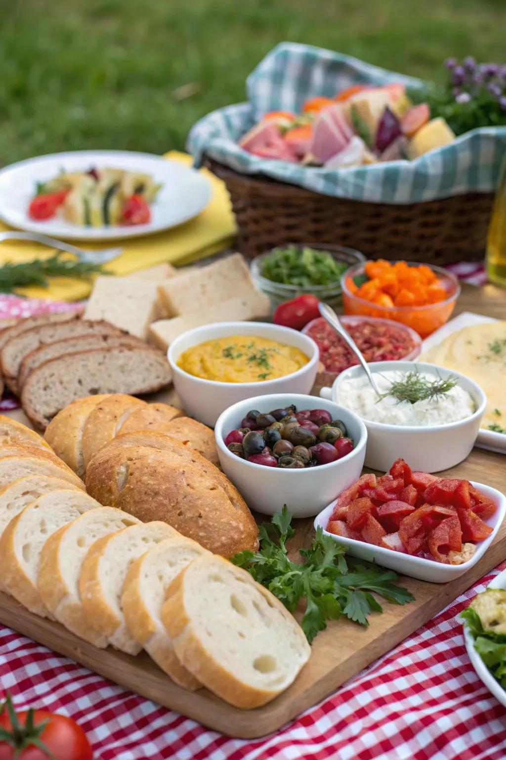 A DIY sandwich bar for personalized picnic delights.