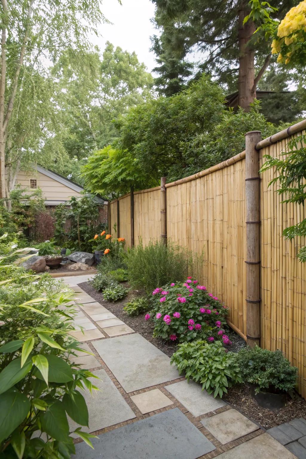 Bamboo fences add an exotic and eco-friendly touch.