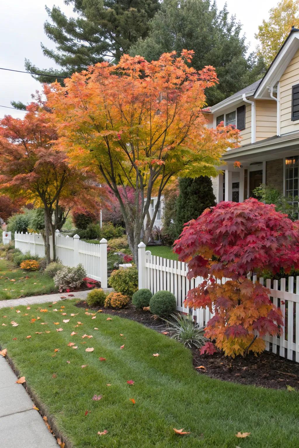 Ornamental trees that enhance the beauty of the yard with their vibrant colors.