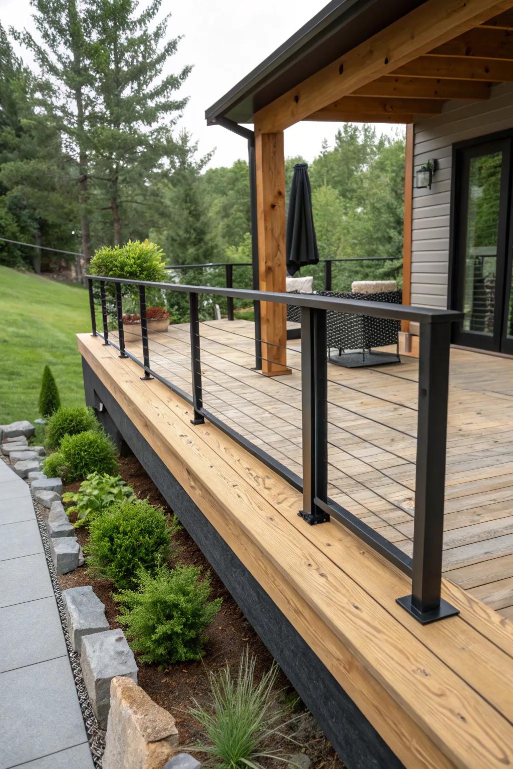 Mix black skirting with wood for a unique blend of styles.