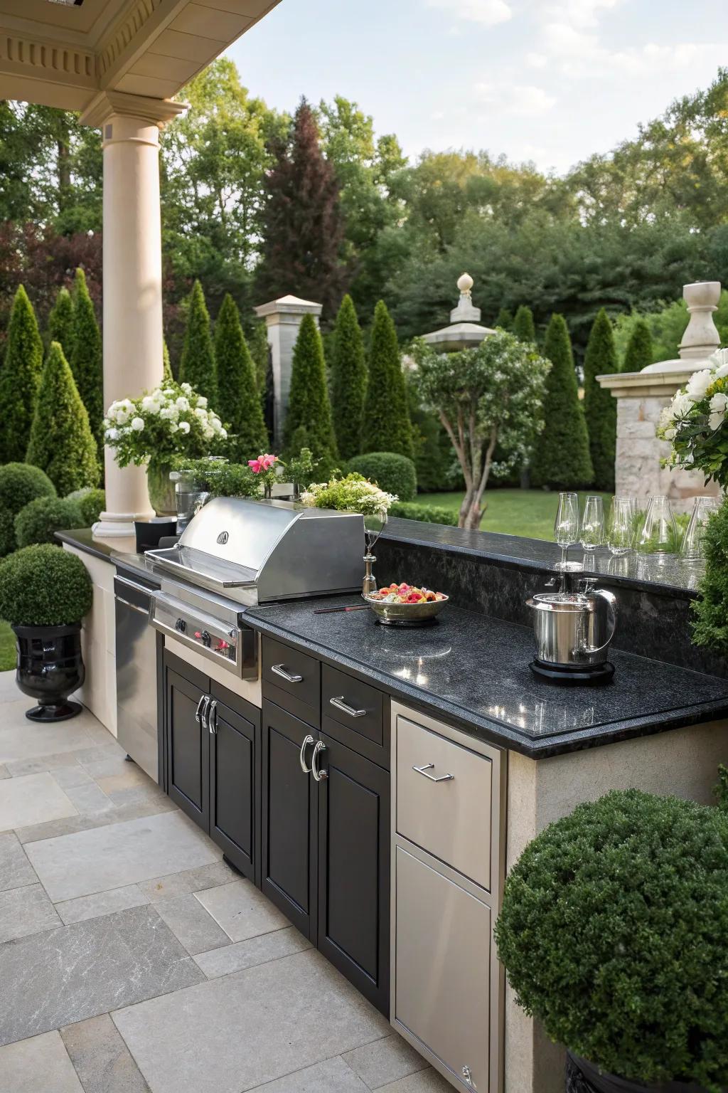 Durable black granite countertops that blend elegance with functionality.