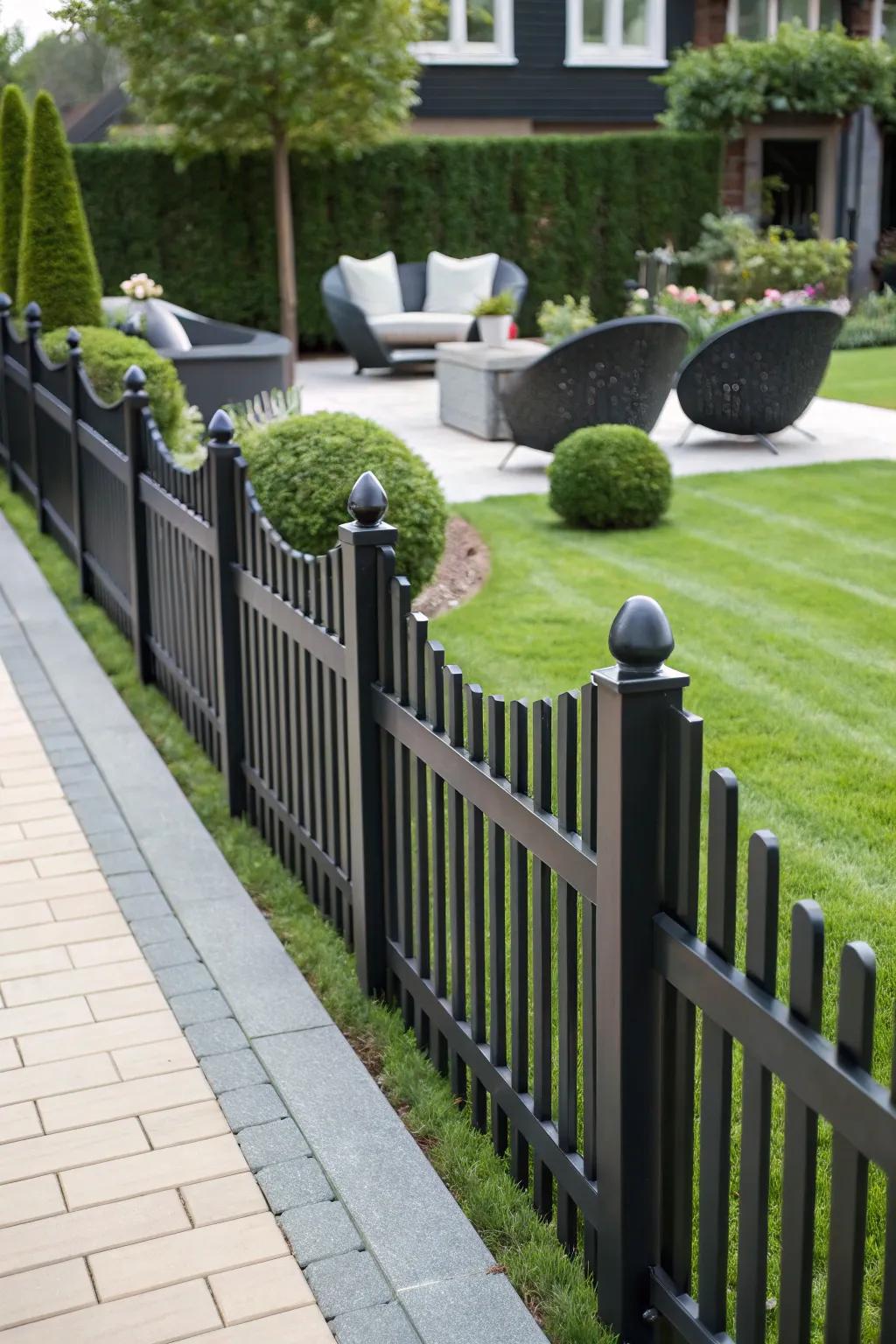 A mix of modern and traditional fence styles.