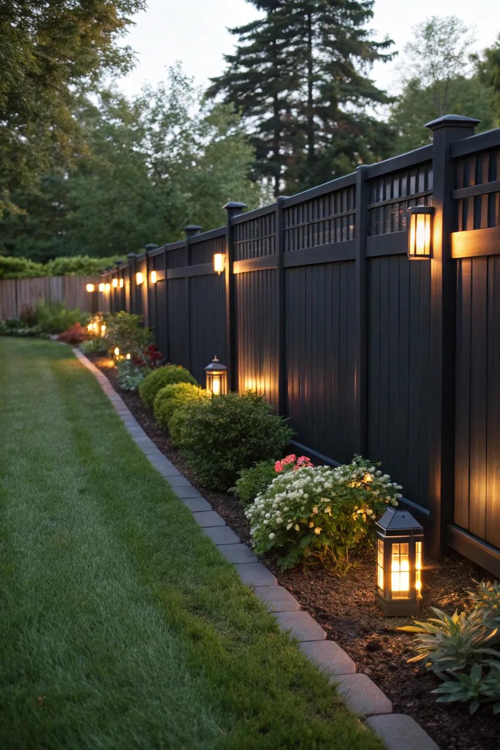 Integrated solar lights create a cozy and inviting backyard ambiance.