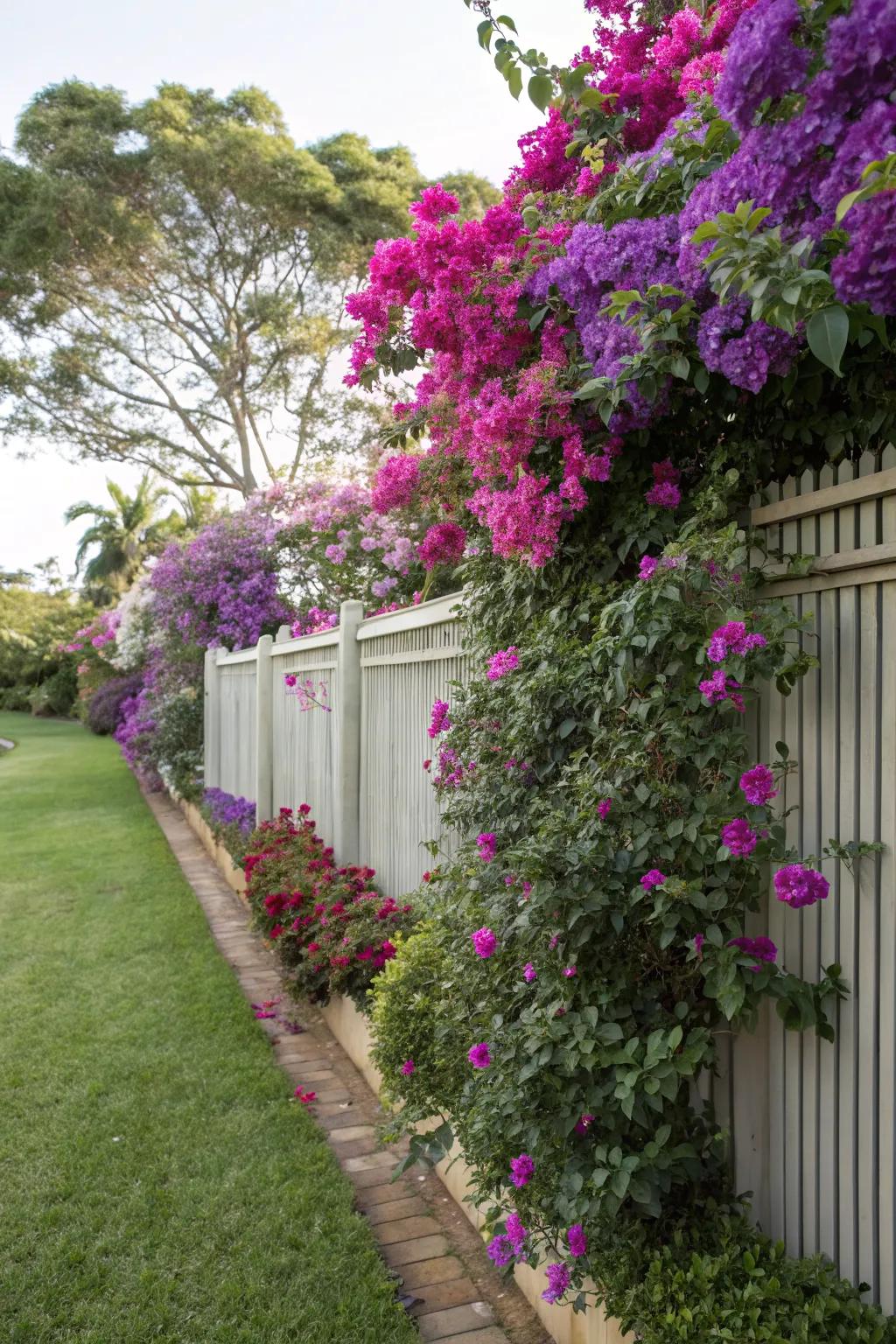 Enjoy the seclusion of a bougainvillea-covered fence.