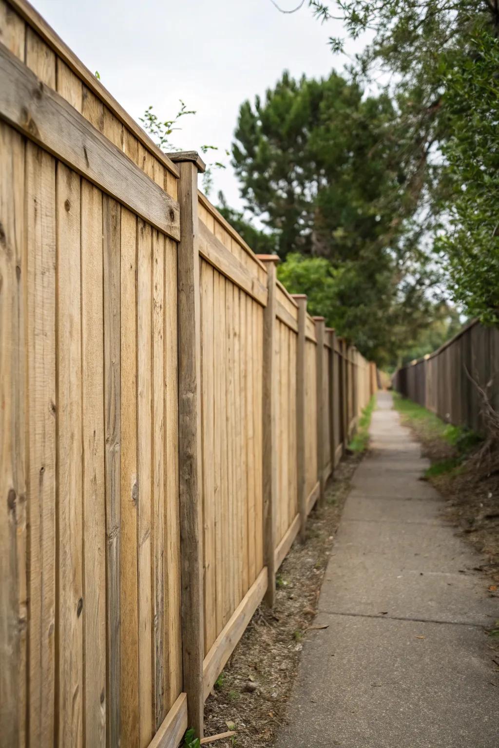 A tall wooden fence offering perfect backyard seclusion.