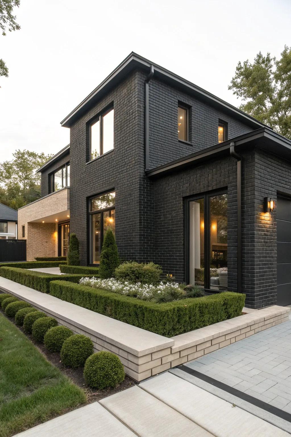 Black brick creates a bold, contemporary statement.