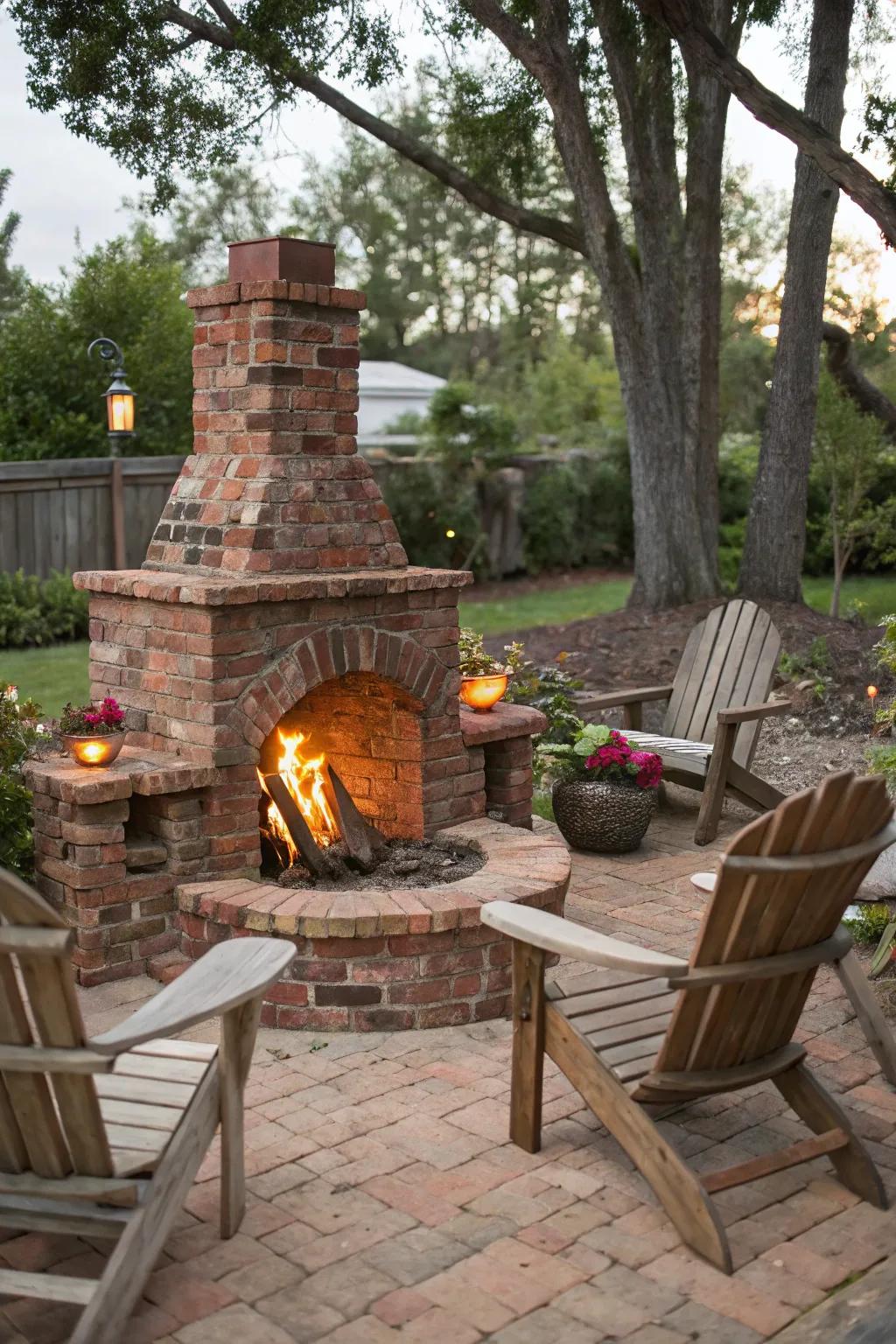 Salvaged bricks add history and character to your fire pit.