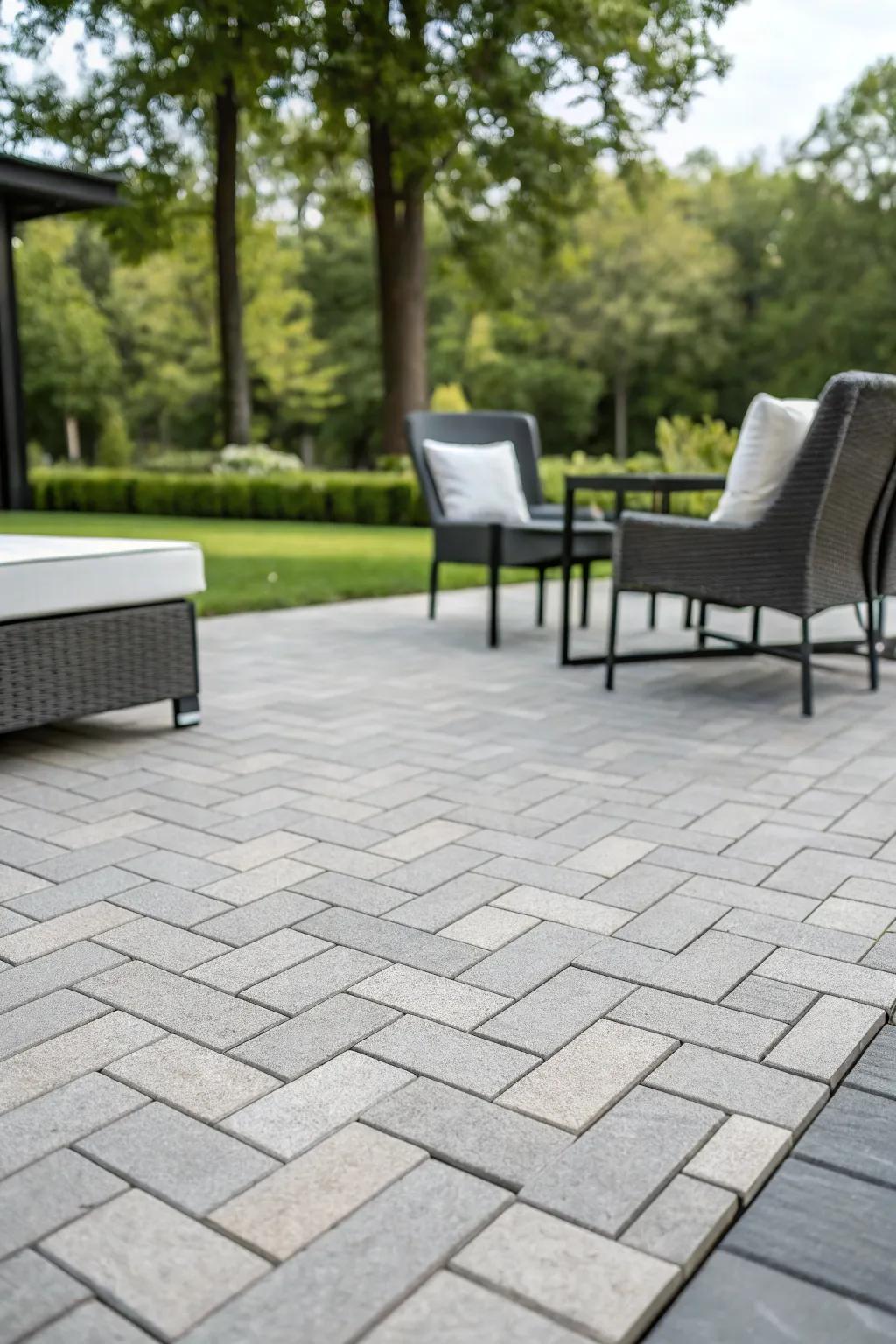 Basketweave patterns offer a modern twist to traditional brickwork.