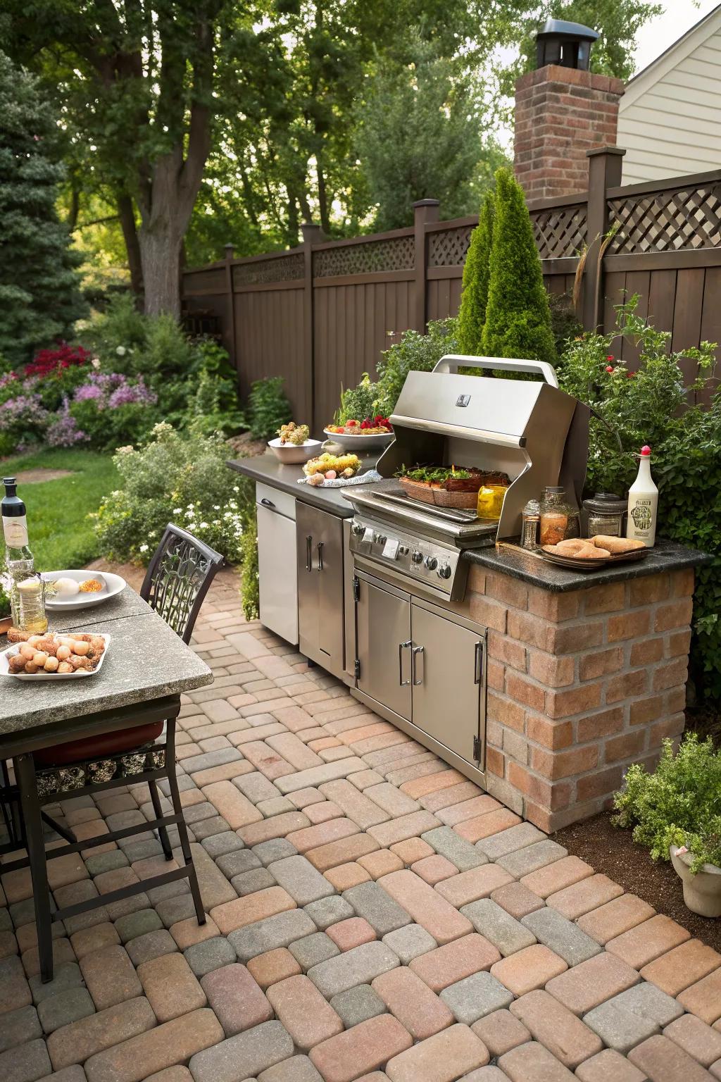 Elevate your grilling experience with a brick paver station.
