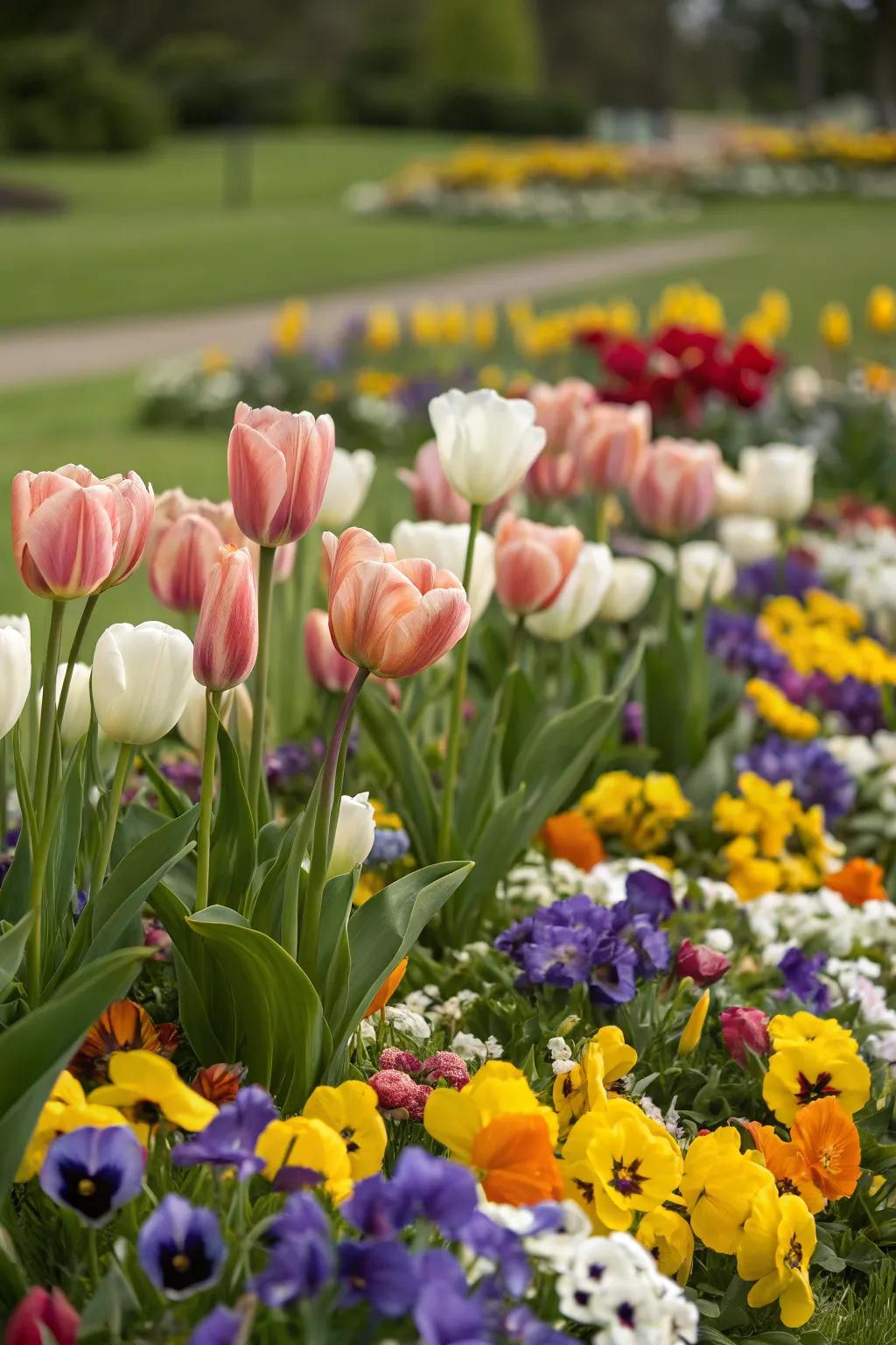A delightful mix of bulbs and early bloomers for a lasting color display.